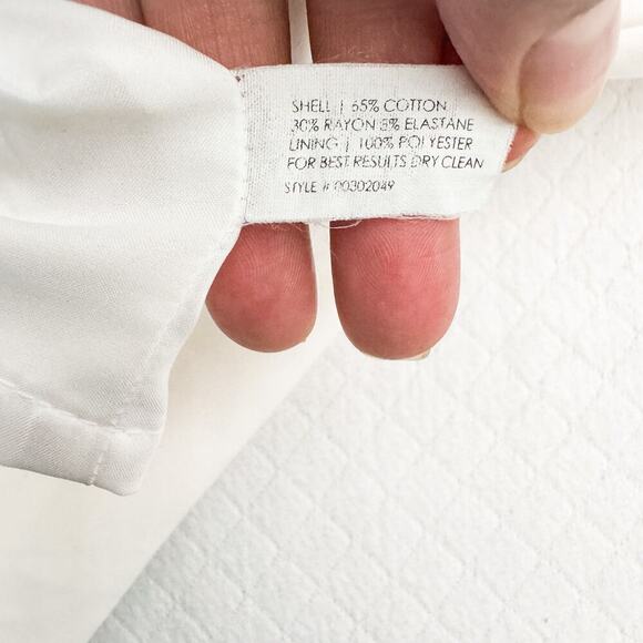 Club Monaco Cream Pencil Skirt Contrast Brown Band Size 8 - Picture 4 of 7